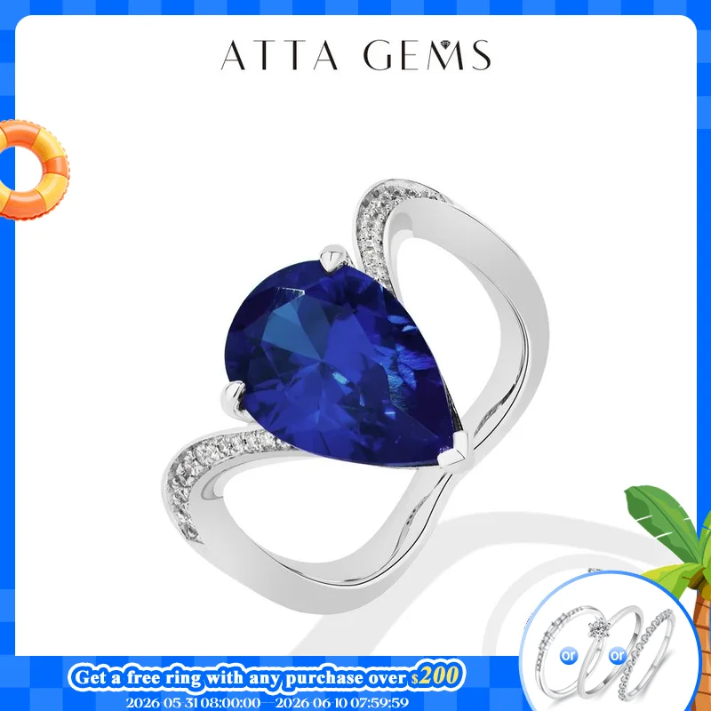 

ATTAGEMS Classic Pear cut 6CT Lab Sapphire Rings S925 Sterling Silver Lab Ruby Wedding Ring For Women Elegant Engagement Jewelry