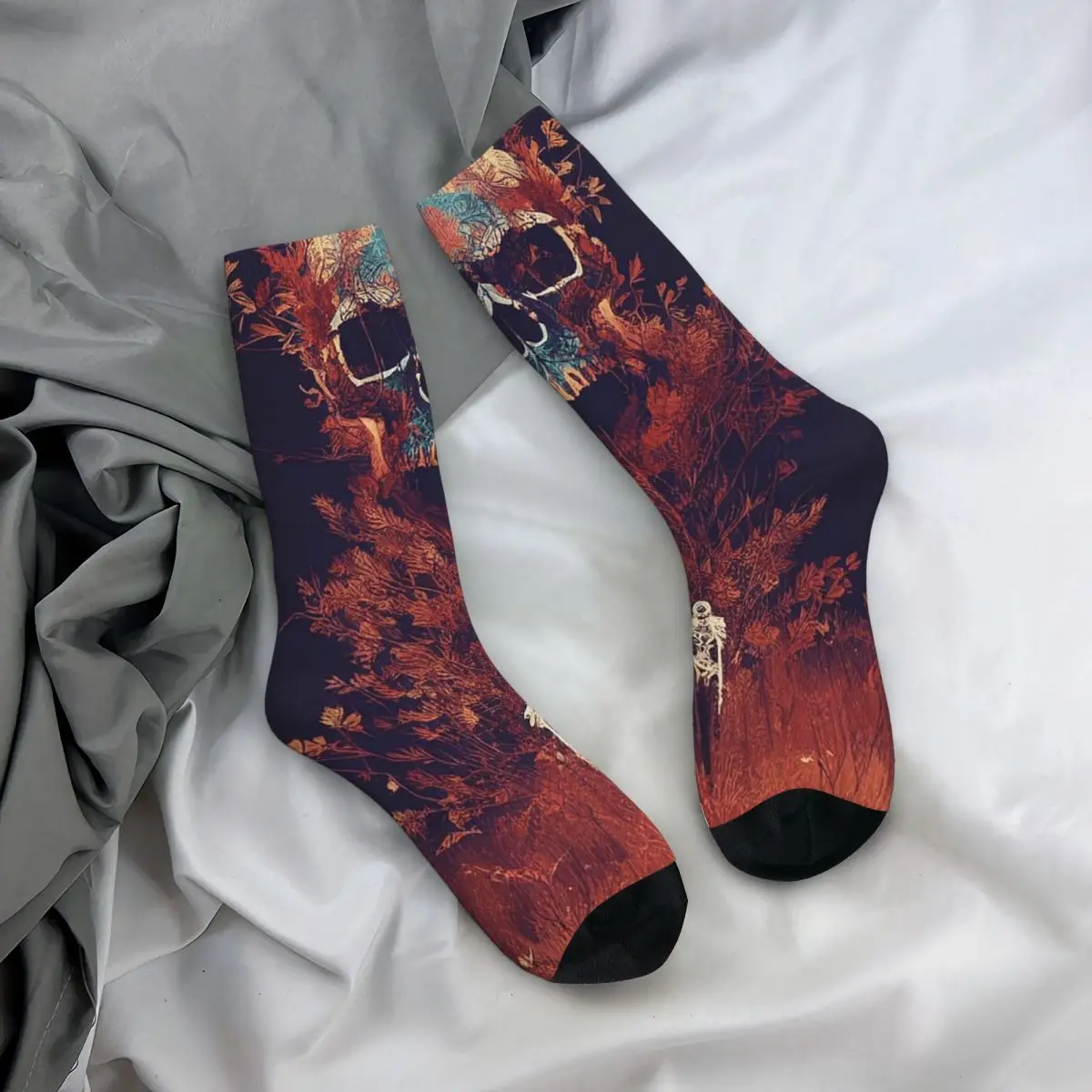 All Seasons Crew Stockings Gothic Skeleton Tree Printed Socks Fashion Long Socks for Men Women Valentine's Day Gifts