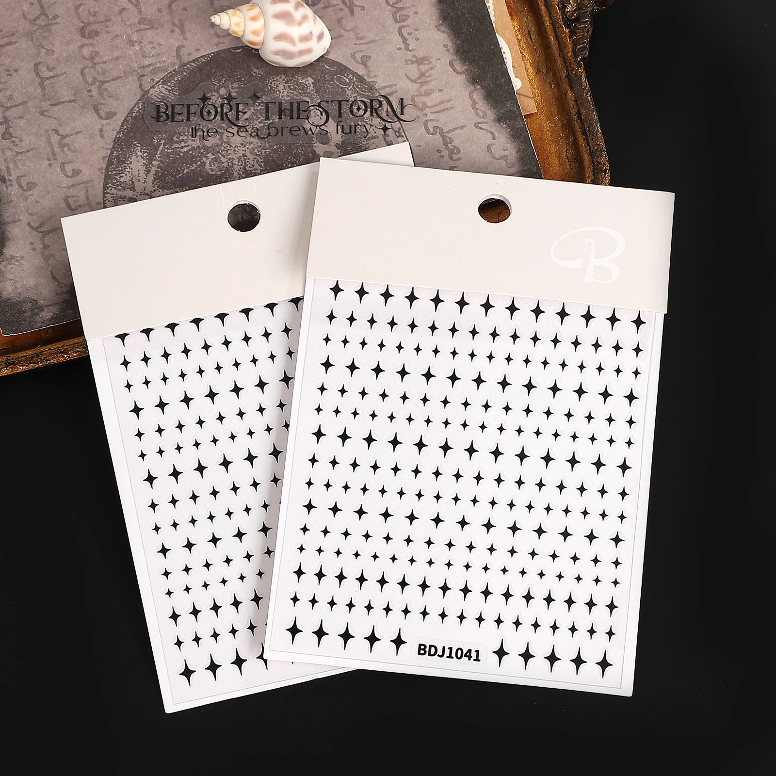 2 Pcs/set Vintage Black Star Landscape PET Sticker Creative DIY Journal Material Collage Scrapbooking Stationery
