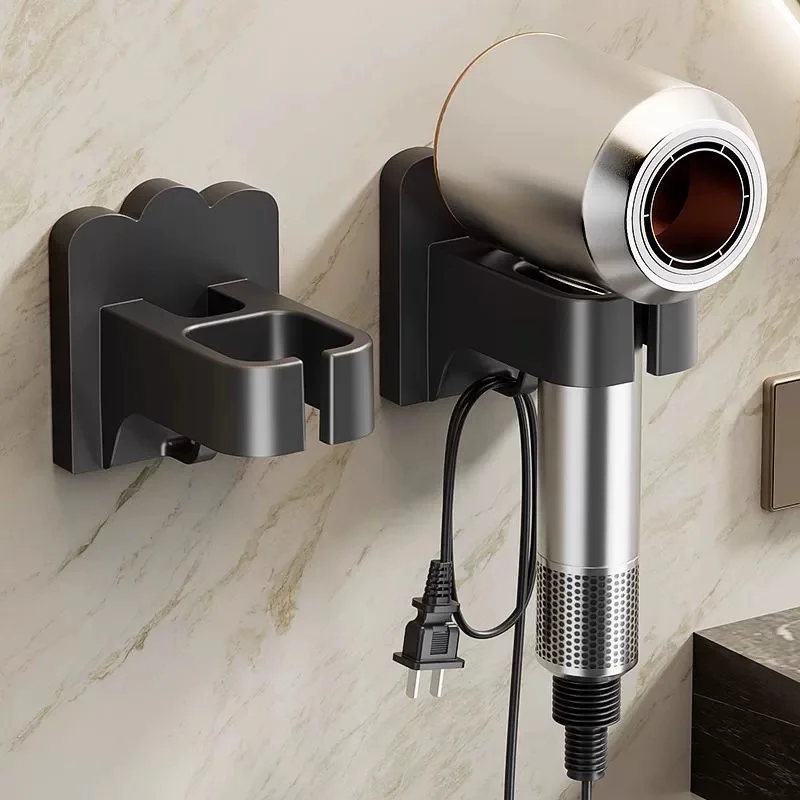 1pc Wall-Mounted Hair Dryer Holder,Space-Saving,No Drilling Required,Easy Installation,Compatible with Various Hair Dryer Models