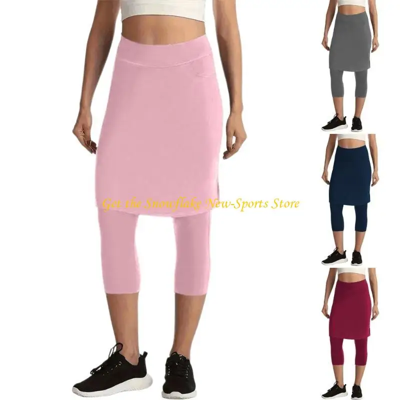 

E56D Stretch Fitness Skirt Contoured Waistband Quick Dry Fabric Hockey Running Apparel Fashion Gym Clothing Skirt with Pocket