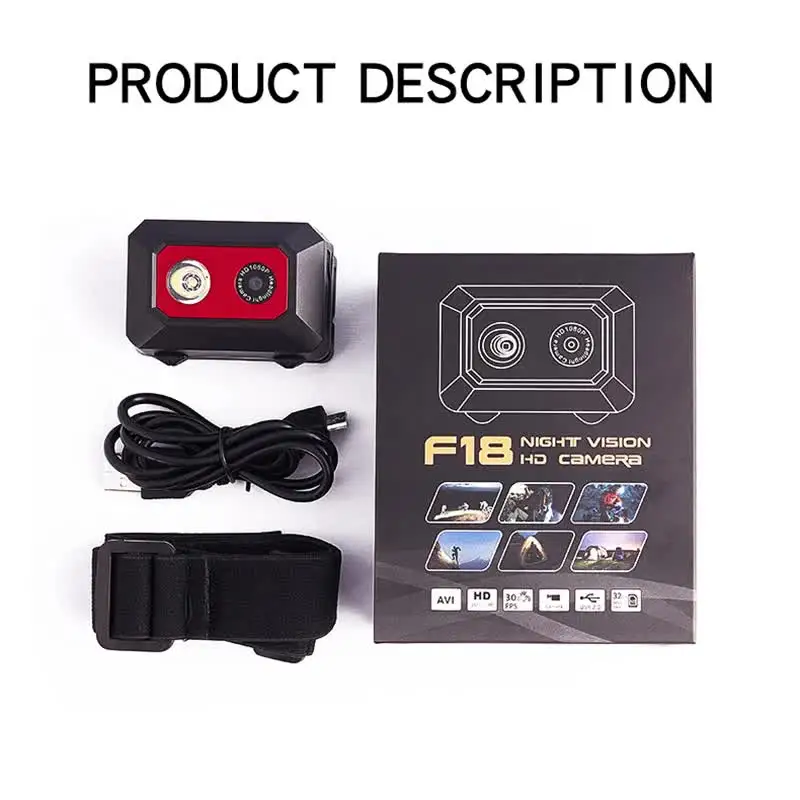 F18 HD 1080P Outdoor Sport Camera Night Vision Camcorder SOS Head-mounted Action Cameras Helmet Video Recording DVR Cam