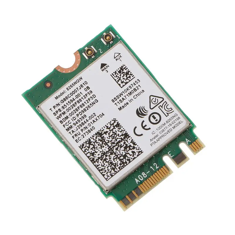 Dual Band Wireless 8265 8265AC NGFF Wifi Card For Intel 8265NGW for M.2 NGFF 2.4/5GHz Bluetooth-Compatible 4.2 Dropship