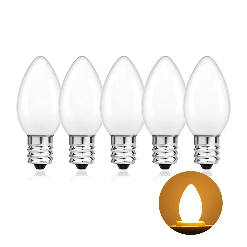 

LED Candelabra Bulb C7 0.5W Milk White Glass Warm White 5W Equivalent LED Chandelier Bulb Lava Light Replace LED Filament Bulb