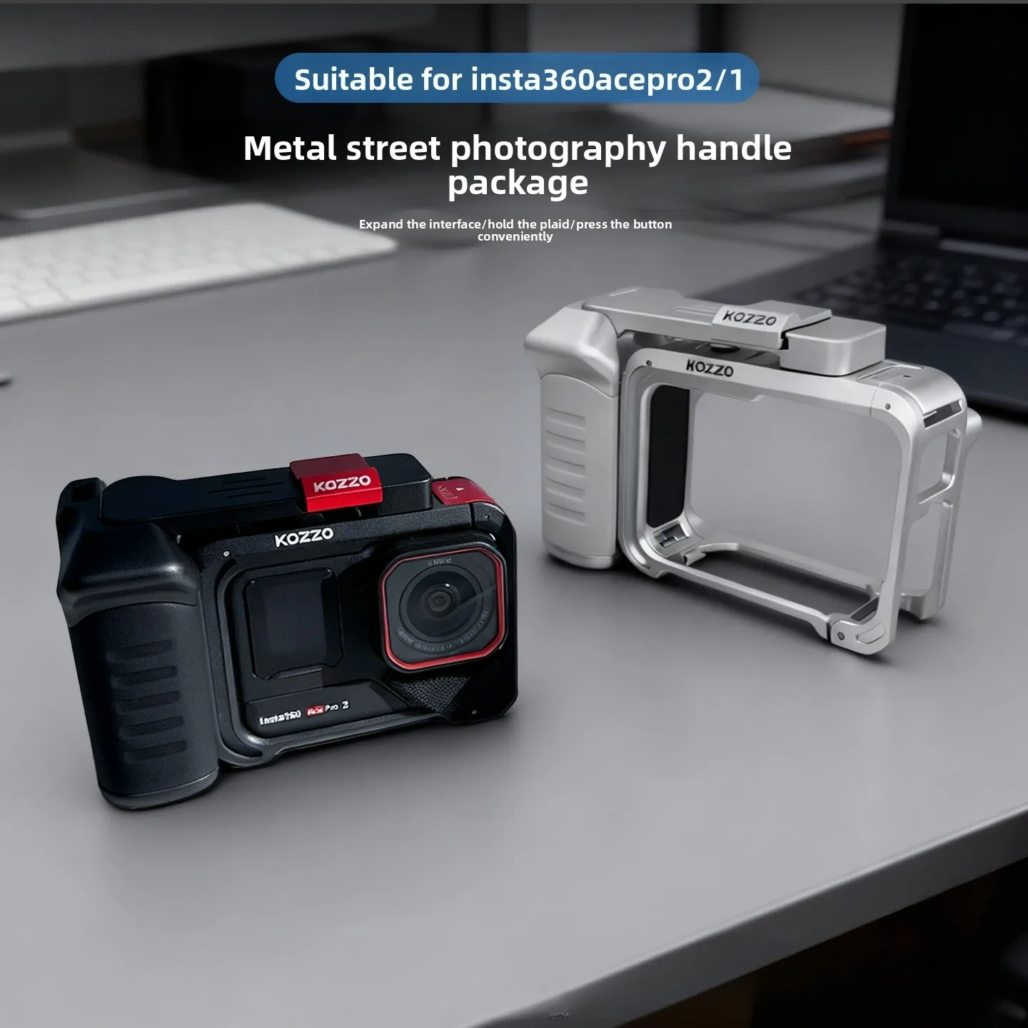 Metal Cage Street Shooting Handle Kit for Insta360 Ace Pro1/2 Alloy Protective Frame Expansion Mount Action Camera Accessories