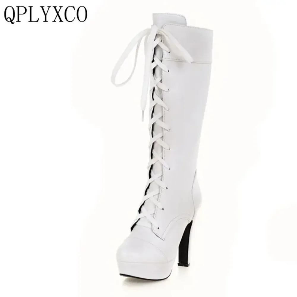Qplyxco-レディースハイヒールブーツ,ウォームブーツ,スモールブーツ,ラージサイズ,31-45,秋冬シーズン,M-20