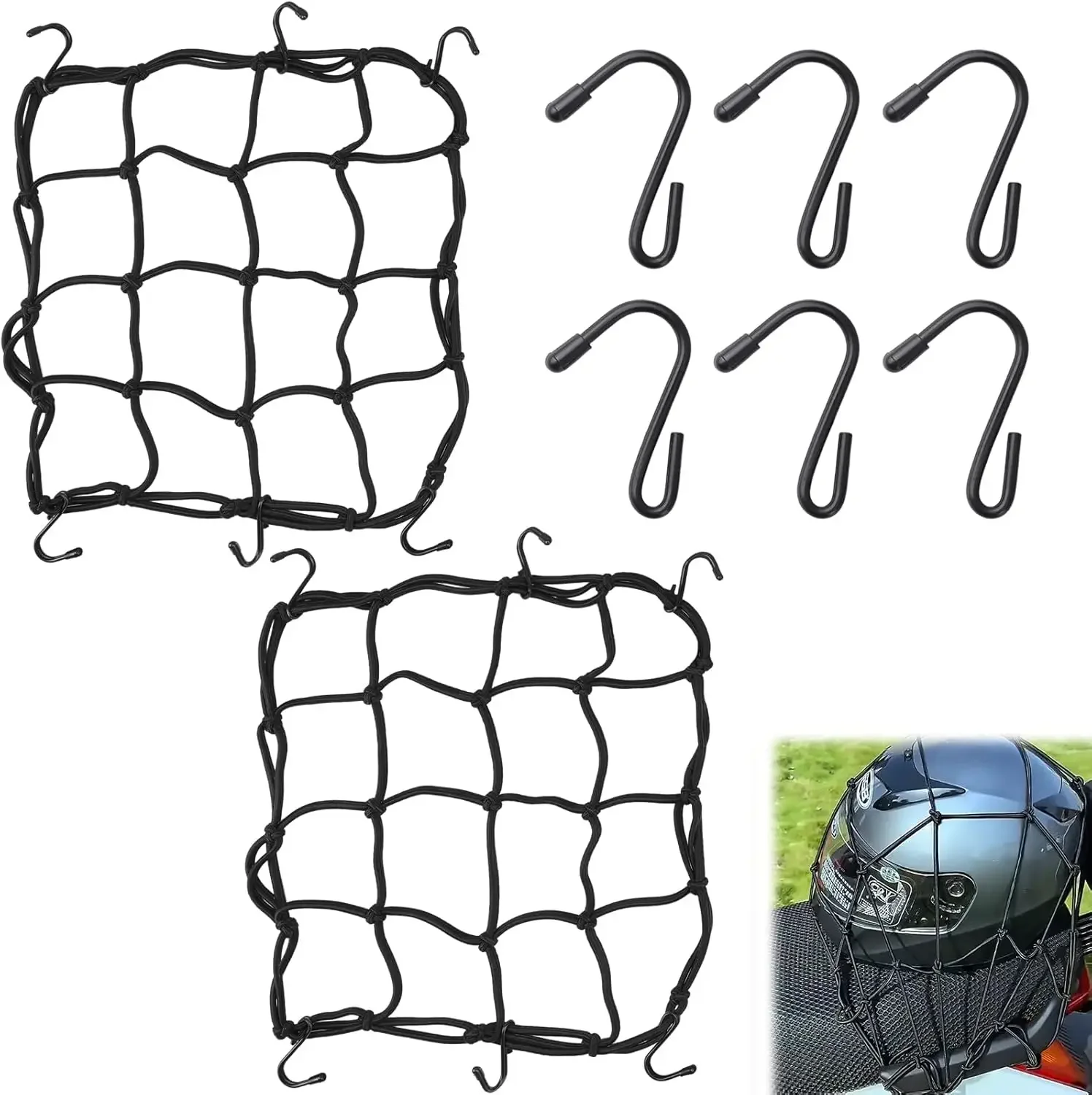 

Грузовая сетка для мотоцикла, эластичные сетки для багажа для мотоцикла, велосипеда, скутера, сверхмощный банджи-держатель, органайзер, аксессуары