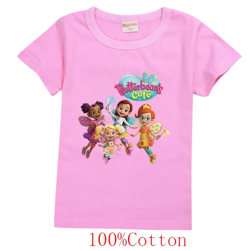 Butterbeans カフェ Tシャツキッズホット漫画アニメ Butterbeans 綿半袖ブティックラウンドネック Tシャツ Bsee ブティックトップス