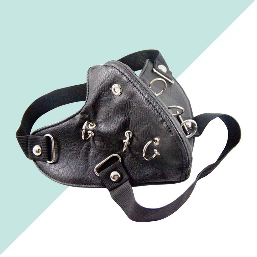 

PU Gothic Punk Mask Rivet Ventilation Durable Comfortable Motorcycle Face Mask Black Motorcycle