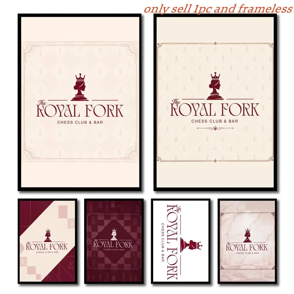 Fork Chess Design T-The Royal Fork Poster Self-adhesive Living Room Bedroom Party Bar Decor Moisture-proof Fade-resistant HD