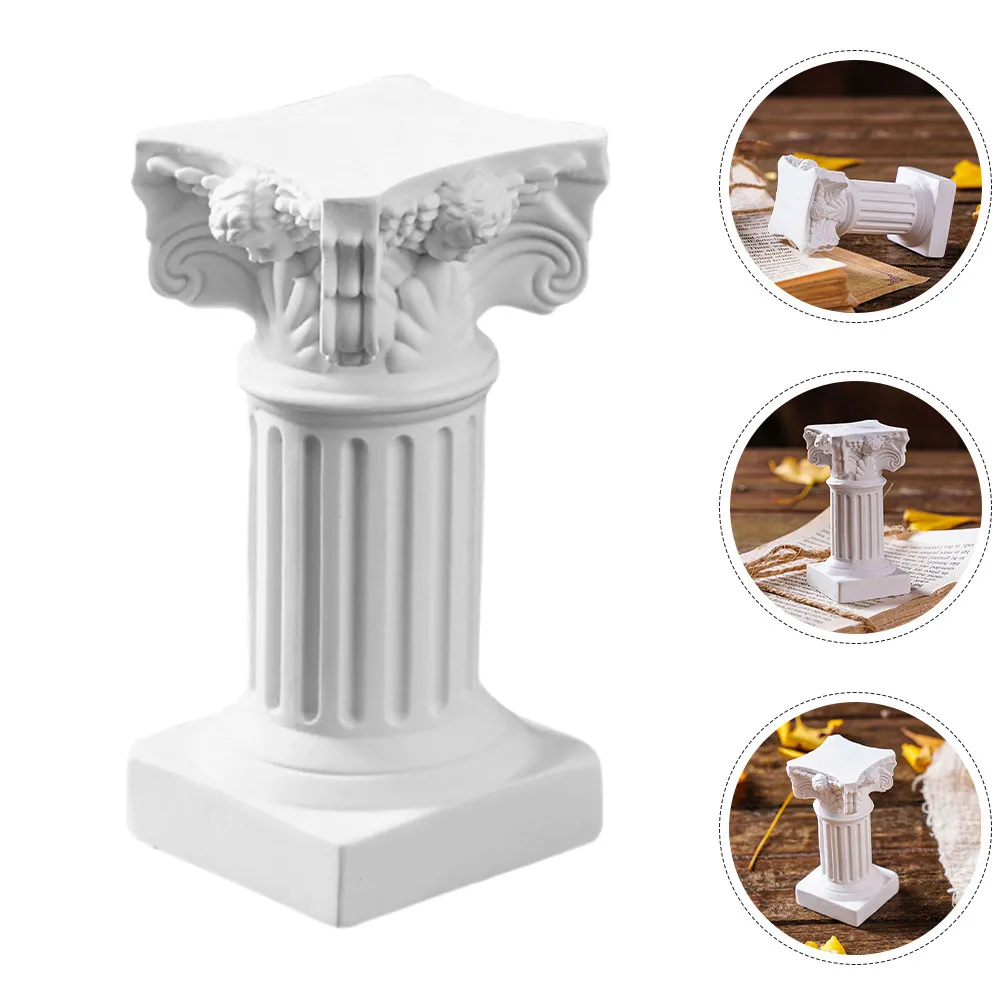6 pièces de colonnes romaines en résine, supports de bougies et décorations de bureau pour la décoration intérieure, les arrière-plans photographiques et les micro-paysages