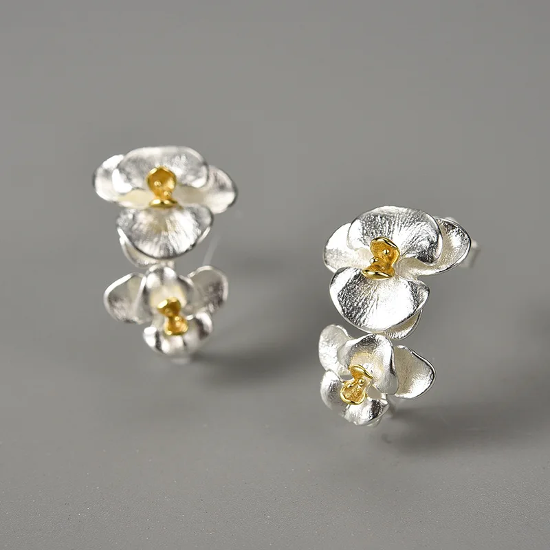 Butterfly orchid earrings with simple artistic temperament  flower ear accessories