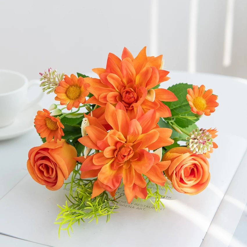 

Silk Artificial Flowers Dahlia Rose High Quality Festival Wedding Wreath Home Room Garden Decoration Bridal Bouquet Arch DiyGift