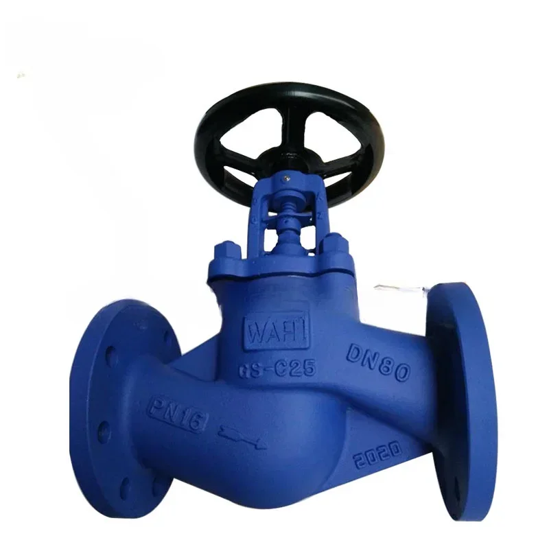 Manual cast steel zero leakage steam heat transfer oil German standard flange bellows globe valve WJ41H