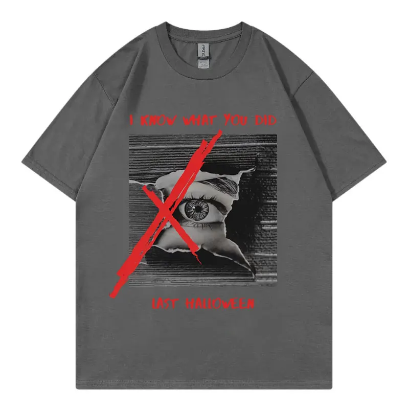 أعرف ما فعلت في الهالوين مضحك ميمي الجرافيك تي شيرت أزياء خمر تي شيرتات قصيرة الاكمام للجنسين عارضة فضفاض تي شيرت #5