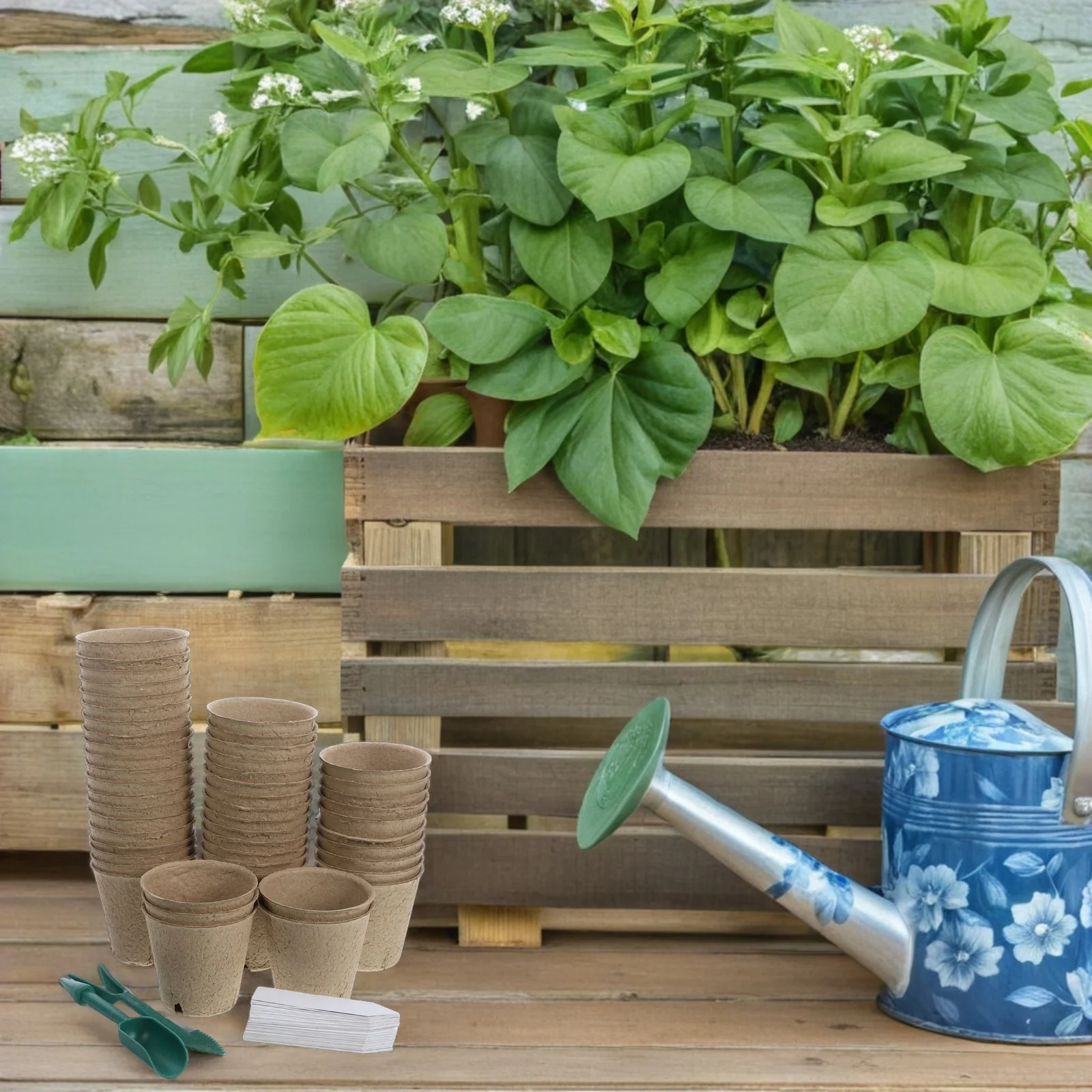 

Набор из 1-го комплекта легких бумажных горшков для рассады с дренажными отверстиями, многоразовые садовые контейнеры для растений малого размера