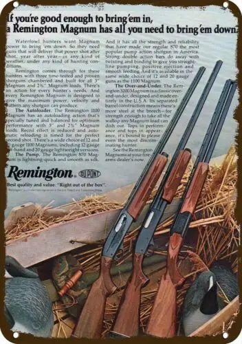 1977 REMINGTON 1100 870 3200 Sobre/Bajo Escopeta REPLICA DECORATIVA METAL SIGN-señal de estaño