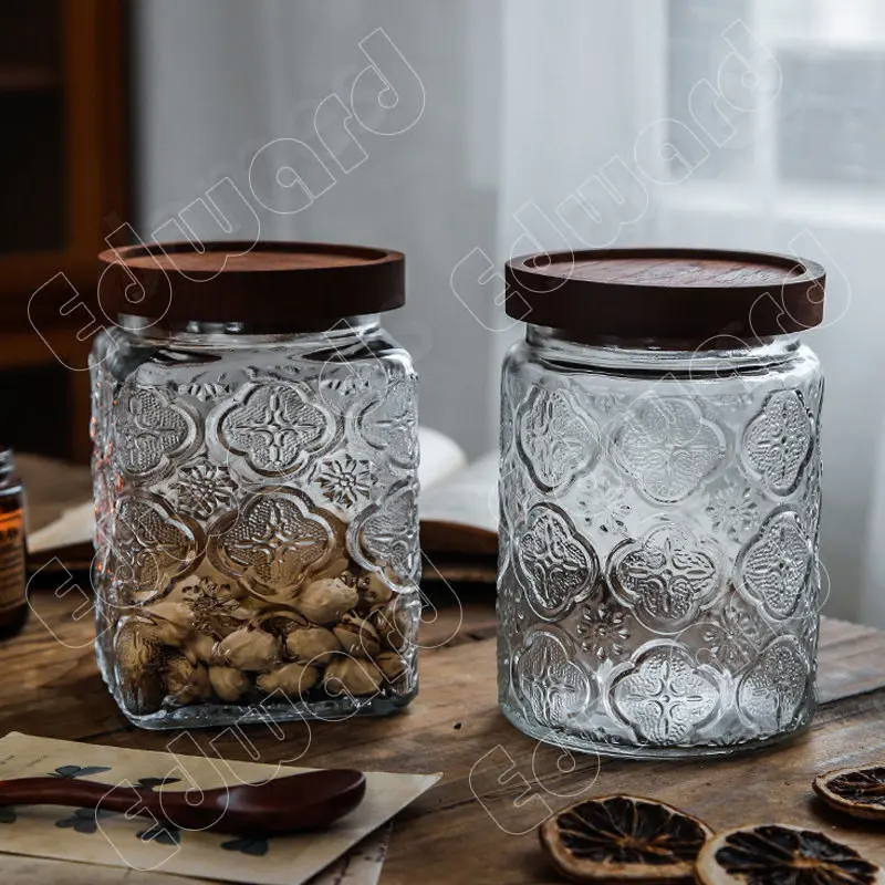 Retro Style Glass Jars Bottles Nordic Styles Glass Jars and Lids Glass Container Food Storage Containers Honey Jar Household Use