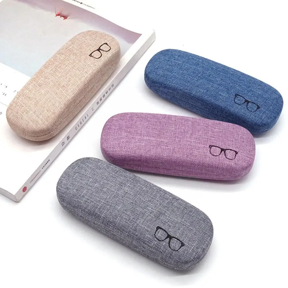 Glasses Case Classic Fashion Tin Box Unisex Retro Linen Box Design Eye Box Mirror Simple Linen