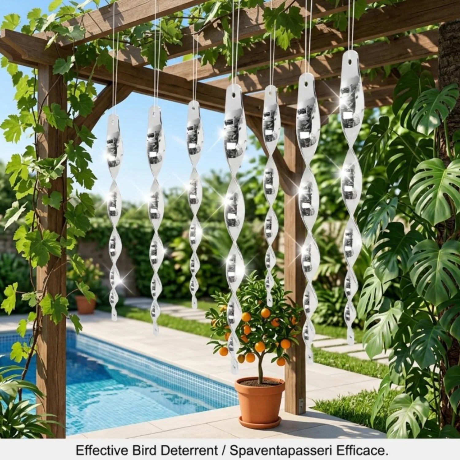 Reflective Bird Repellent Wind Spiral Rotating Rods Hanging Ornaments Balcony Garden Decor Pigeons Birds Scare Repeller Sticks