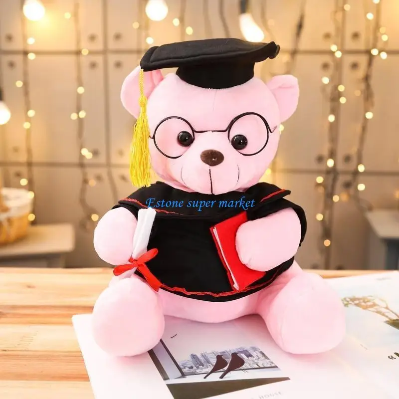 

090B Sitting Academic Dress Bear Plush Stuffed Animal Hug Pillow for Girl Boy Favor