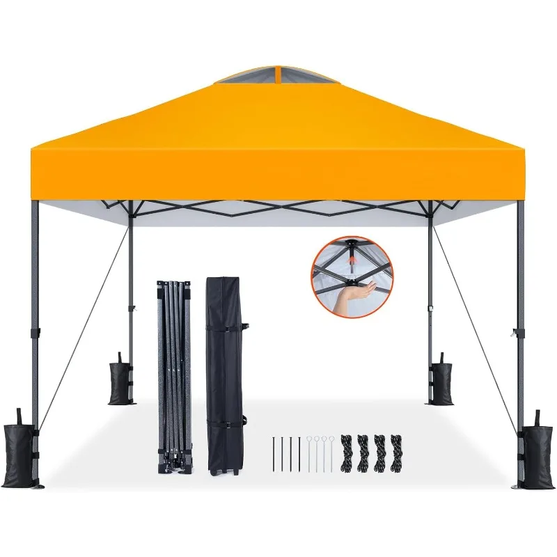 

AMADA HOMEFURNISHING 10x10 Pop Up Canopy - Beach Tent with One Push Setup - Easy Outdoor Sun Shade for Events,