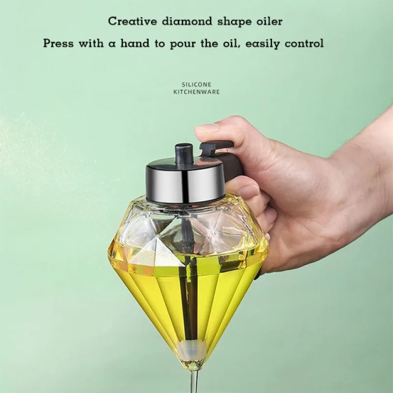 

Glass Press Oil & Condiment Bottle - 200ml Creative Kitchen Dustproof Container, Easy to Press, Suitable for Oil/Seasonings