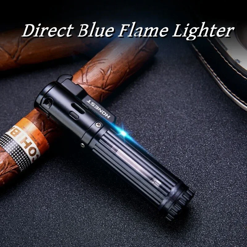 Мини-зажигалка газовая металлическая Прозрачная с защитой от ветра и синим пламенем Мини-зажигалка газовая металлическая Прозрачная с защитой от ветра и синим пламенем