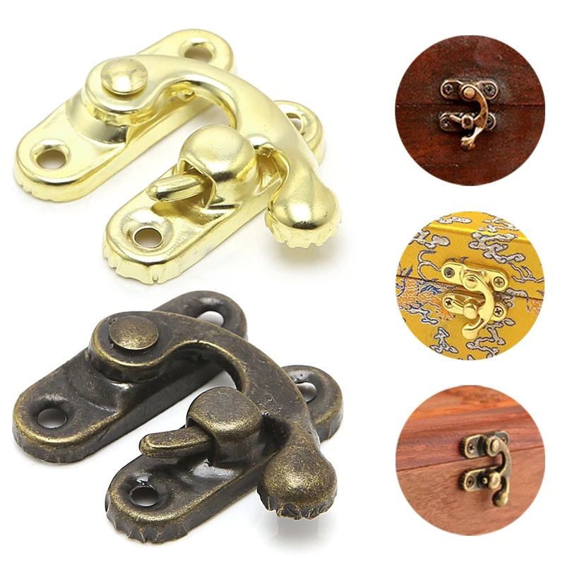 10x Antique Metal Catch Curved Buckle Horn Lock Clasp Hook Jewelry Box Padlock Drop Shipping