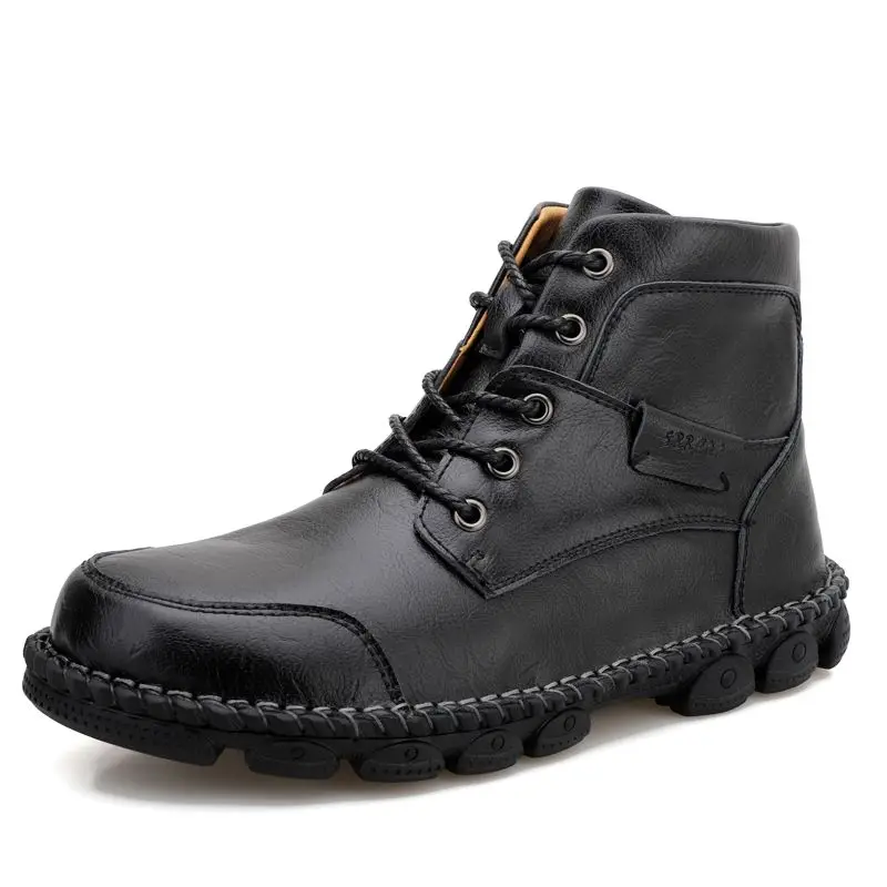 British Style Fashion Men Boots Casual Hand Sewn High Help Work Wear Shoes