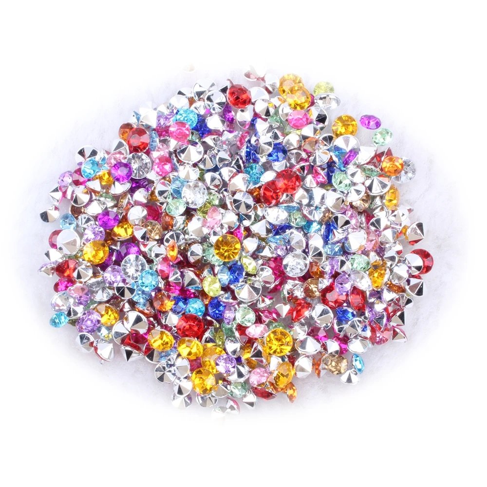 

New Acrylic Rhinestones 3.5mm 1000pcs Many Colors Point Back Beads Glue On Round Shape Handimade Craft Ornament Diy Trimming