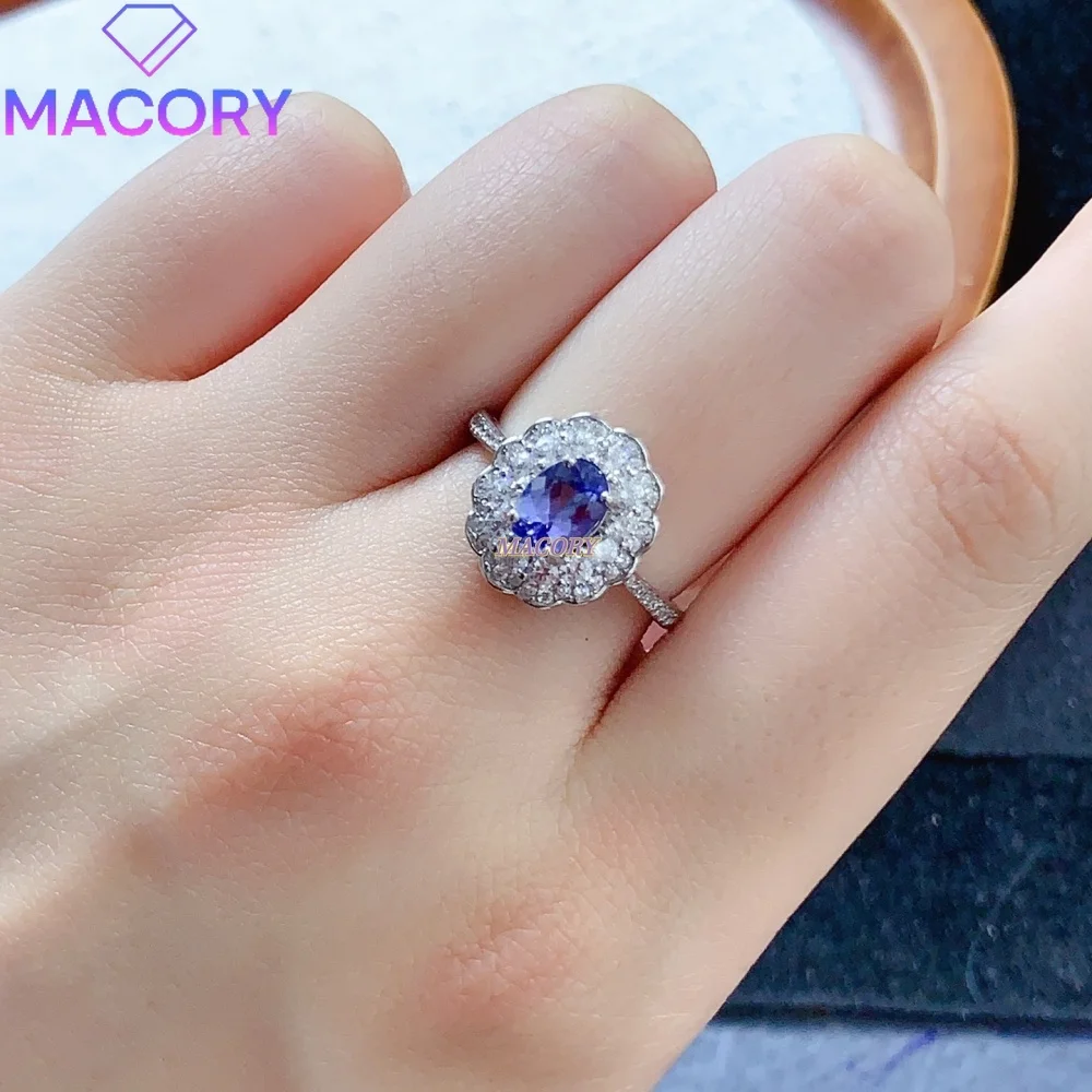 Natural Tanzanite Ring 925 Sterling Silver Exquisite Fashionable Vintage Style Suitable for Banquets Weddings Parties