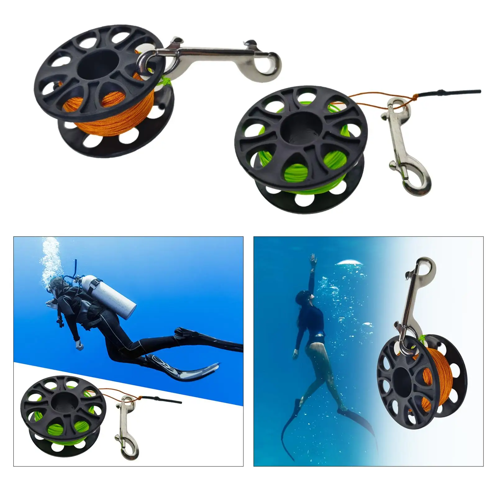 30m Finger Reel,Diving Reel,Durable Wire Scuba Diving Finger Spool High Visibility Line Scuba Diving Reel Underwater Equipment
