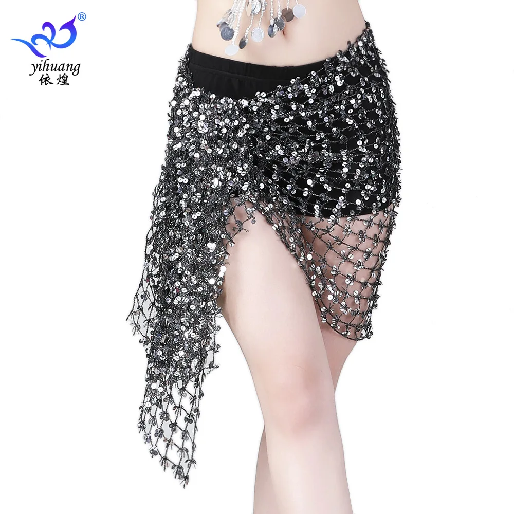 Bauchtanzkostüm, hüftschützende Taillenkette, Taschentuch aus wassersamt mit Pailletten, Tanzaufführungskostüm, Paillenausschnitt