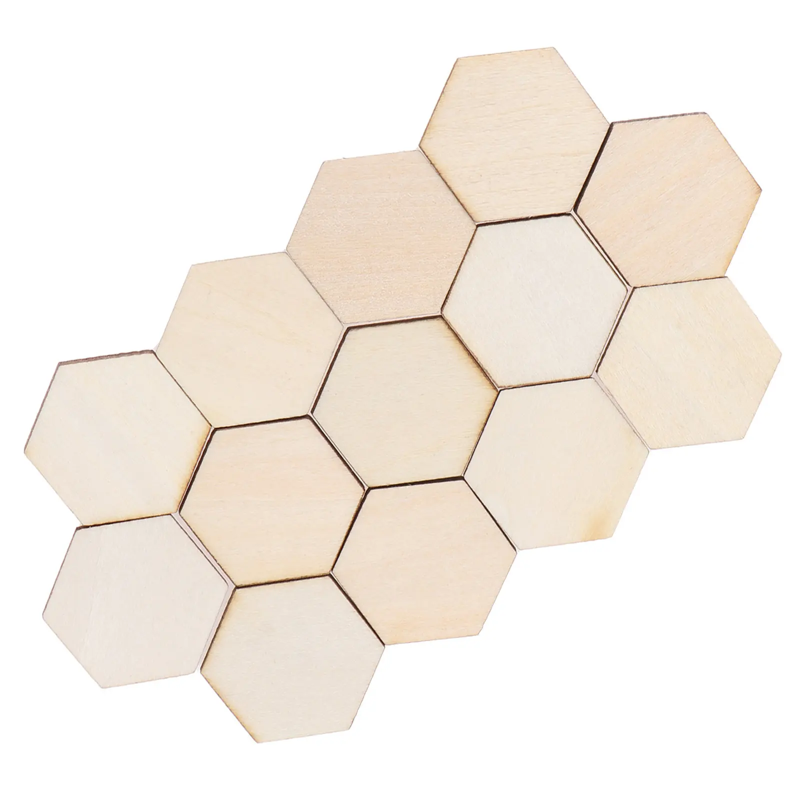 100Pcs 25Mm Beech Wood Hexagonal Slices Unfinished Wooden Shapes for DIY Crafts Decorations Wedding Birthday Christmas Party