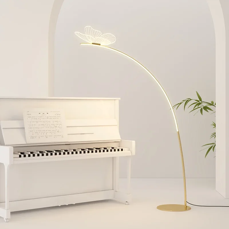 Imagem -03 - Butterfly Arc Led Floor Lamps Proteção para os Olhos Controle Regulável Arte Moderna Nórdica Decoração de Pesca Iluminação para Sala de Estar