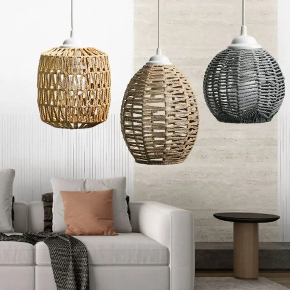 

New Imitation Hemp Rope Woven Lampshade Parts 6 Styles Restaurants Lampshade Lighting Fixtures Cover