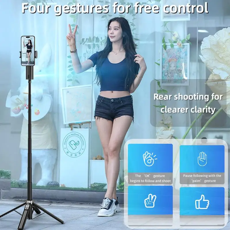 

New AI 360 ° Face Tracking Camera Bluetooth Remote Control Phone Tripod&Selfie Stick Portable for Selfies Video Recording Vlog