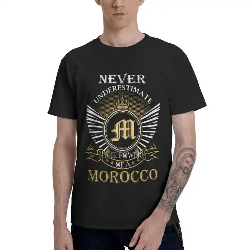 Never Underestimate Morocco T-shirt Men Graphic T Shirt Short Sleeve Moroccan Proud Patriotic Tshirts Cotton Tee Top Clothing