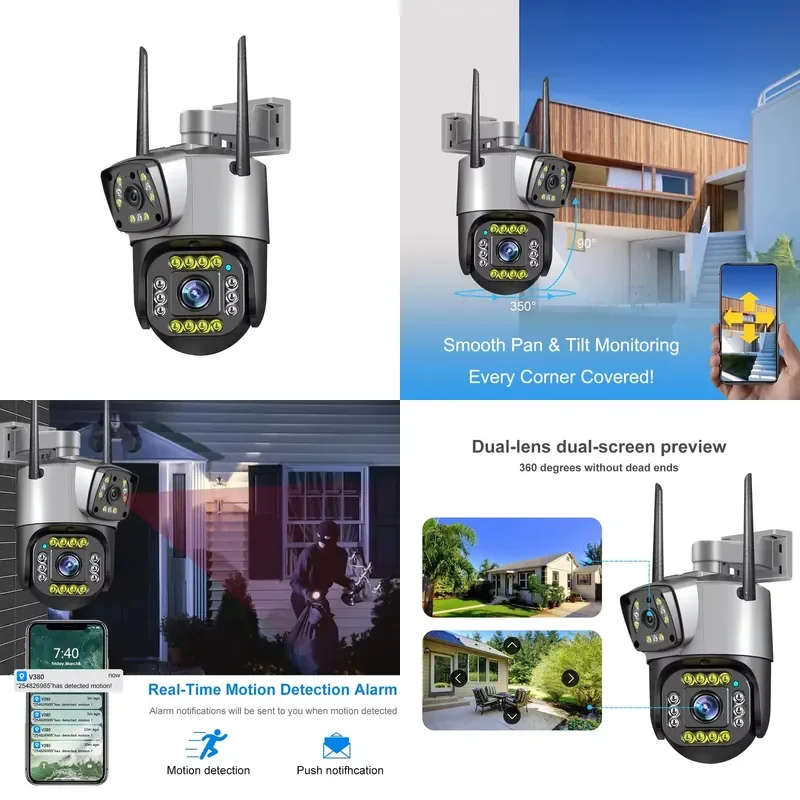 

【CHIMU HOME】 V380 Pro WIFI 4G Camera with 4G Card for Outdoor Use IP66 Waterproof 4K Dual Lens Humanoid Auto Tracking Two