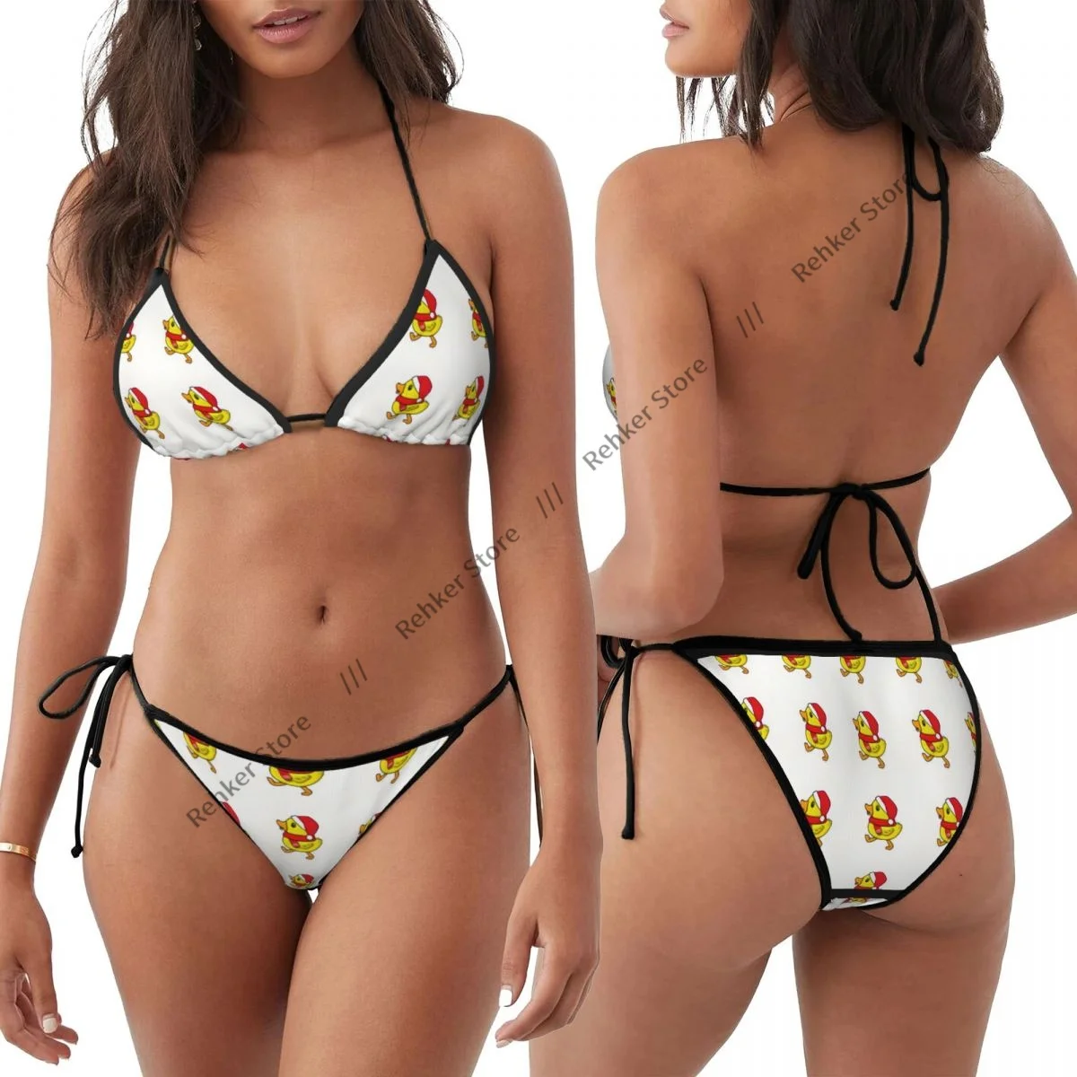 

Bikini Set Swimwear Women Swimsuit Sexy Push Up Swimming Bathing Suit Duck With Christmas Pattern Beachwear Summer Brazilian