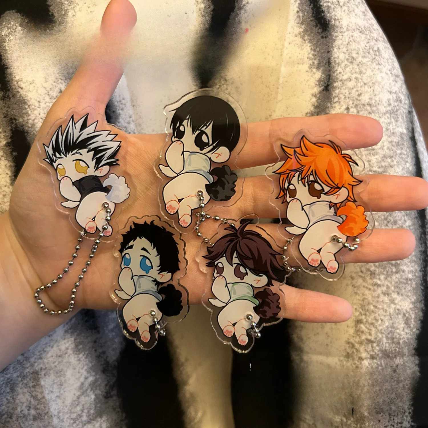 Anime Haikyuu!! Shoyo Hinata Tobio Kageyama Cosplay Silver Keybead Chain Cute  Ambitus