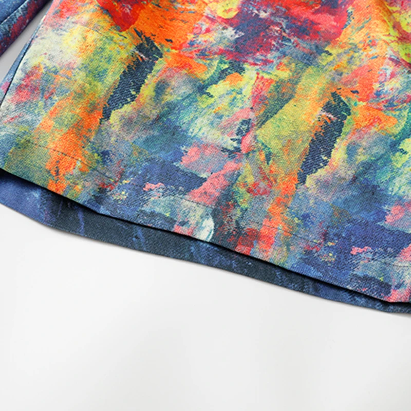 Verão novo masculino casual solto shorts atlético fitness treinamento shorts 3d impressão a cores tinta respingo pintura a óleo calças M-5XL