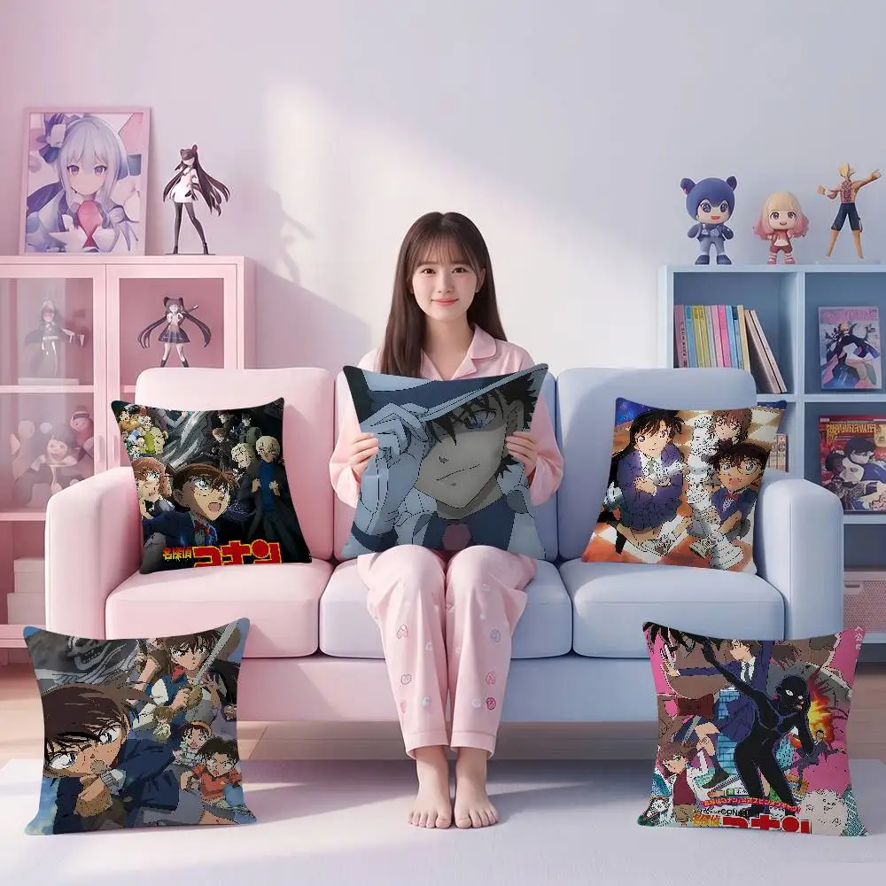 Anime D-Detective C-Conan Pillow Case For Sofa Decor Car Office Room Printing Cushion Cover Decorations And Protector