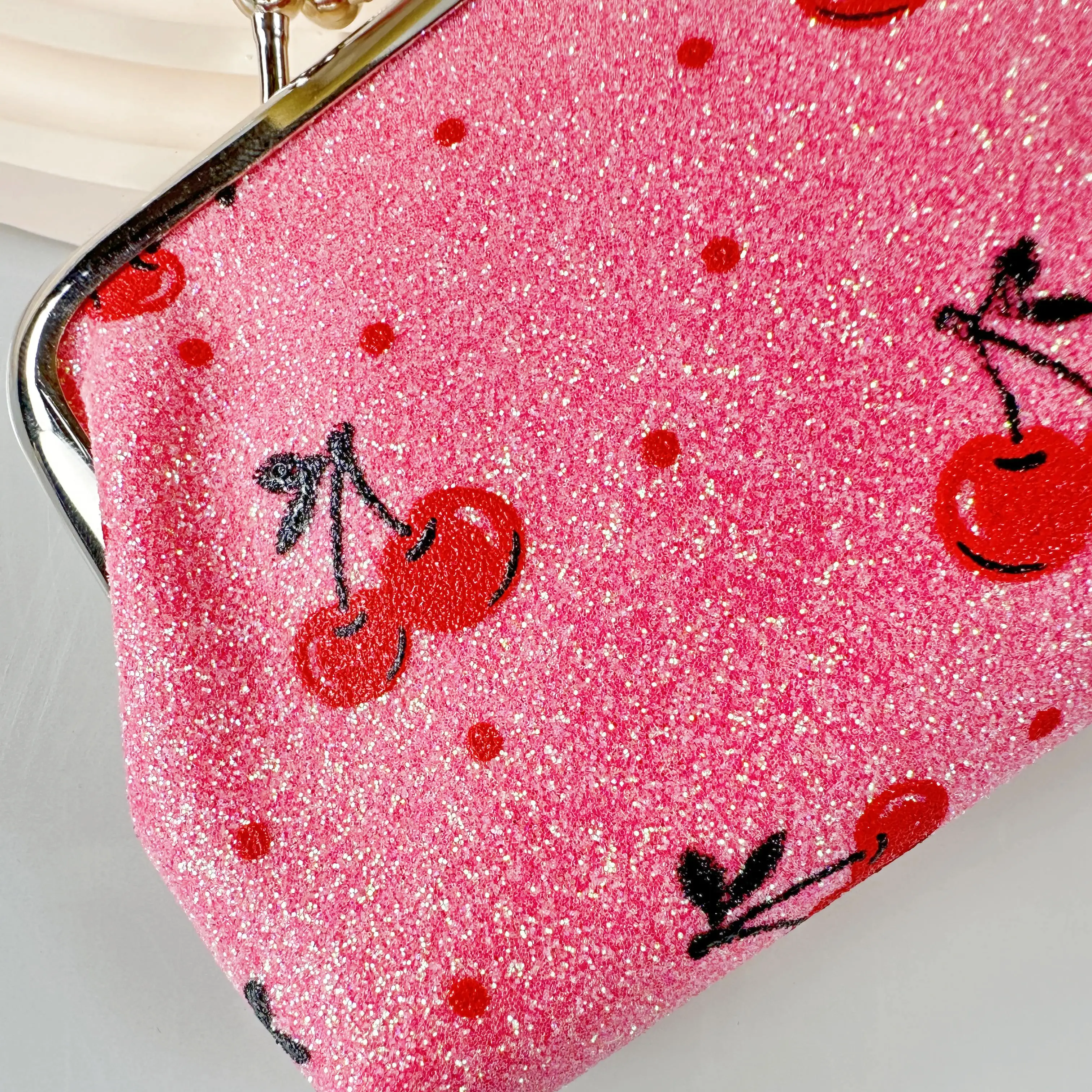 Small Cherry Printed Mini Coin Purse Clasp Small Bag Coin Purse