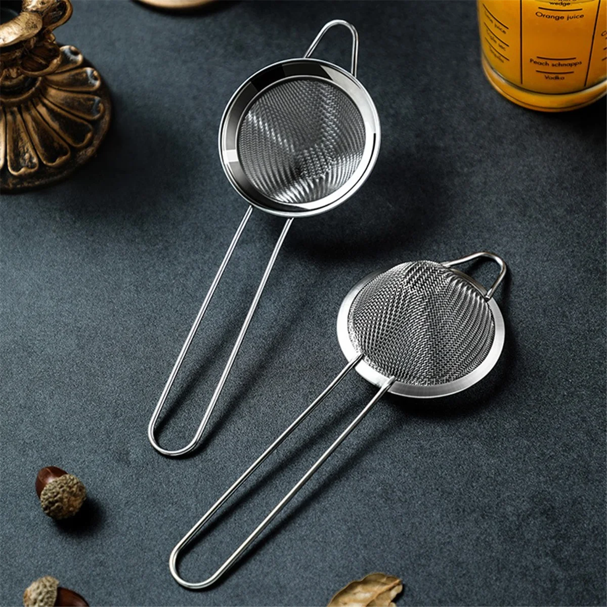Stainless Steel Small Strainer Fine Mesh Strainer, Mini Cocktail Strainer for Cocktails Tea Herbs Coffee & Drinks