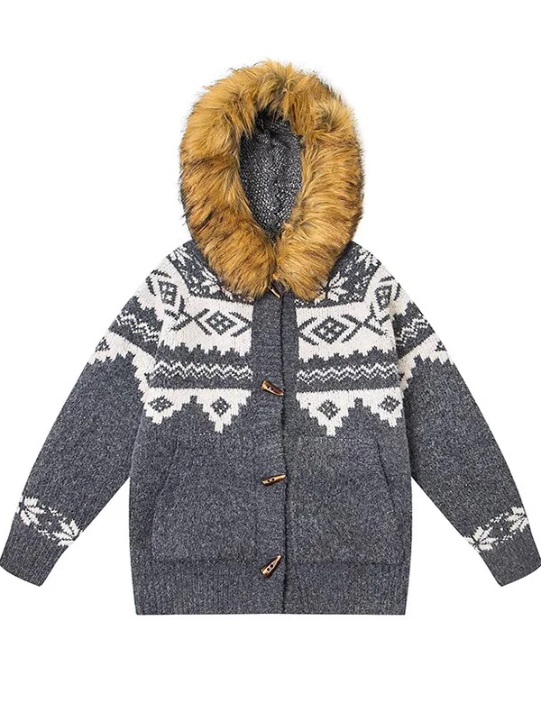 

Men's Thiened Knitted Cardigan Hooded Coat Warm Lazy Sweater Outerwear Island Sle Casual Loose Fit Long Sve Winter Jaet