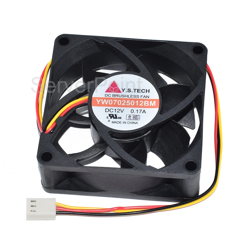 

Genuine New YW07025012BM DC 12V 0.17A Three Wires 70x70x25mm Square Cooling Fan