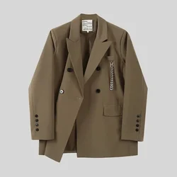 Blazer da donna Vintage Streetwear cappotto Harajuku Punk catena gotica giacche nere donna moda coreana tuta allentata capispalla 2023
