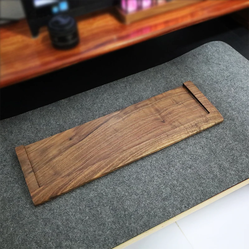 Walnoothout trackpad en toetsenbordstandaard 2-in-1 trackpadbasis Polssteun Kussenondersteuning Veelzijdige organizer voor Apple-accessoires